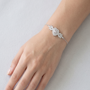 Heart Shape 925 Sterling Silver Bracelet With Adjustable Length 7.5 Inch